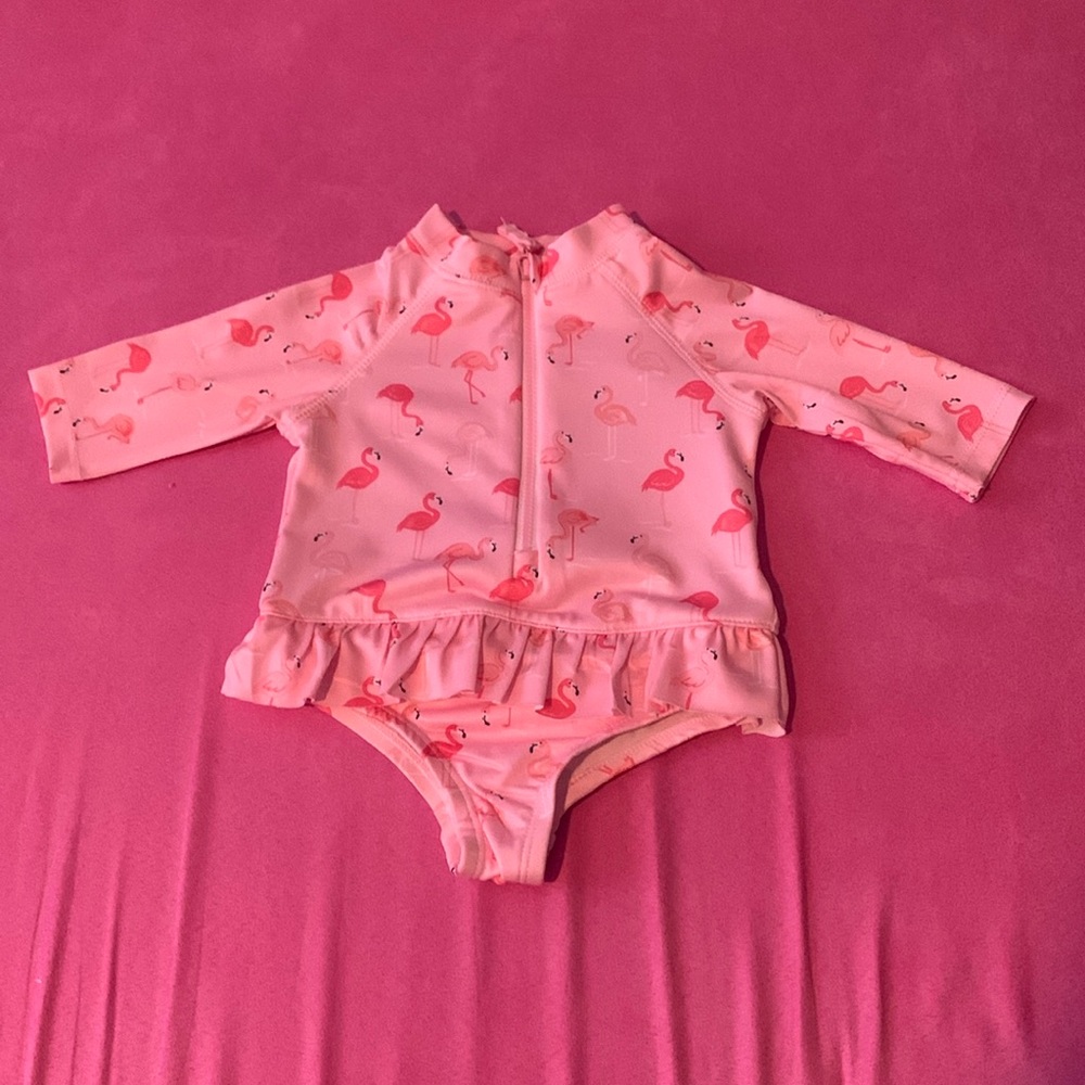 NWOT Wippette one piece flamingo rashguard swimsuit